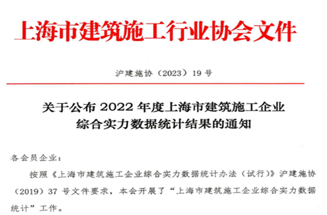 Ebpay建设集团连续七年蝉联“上海市进沪施工30强企业第一名”
